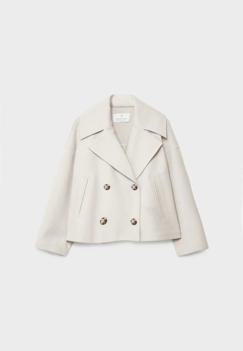 Cropped Double-Breasted Winter Jacket for Women – Stylish Wide Lapel Coat