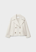 Cropped Double-Breasted Winter Jacket for Women – Stylish Wide Lapel Coat