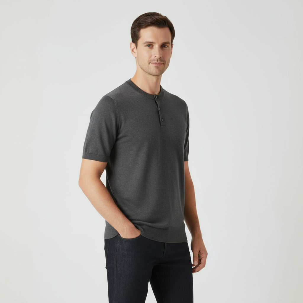 Men's Cotton Henley T-Shirt