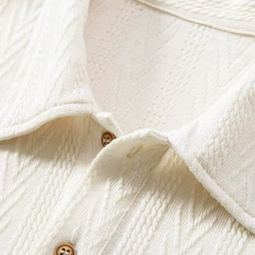 Men's Jacquard Woven Short-Sleeve Polo Shirt