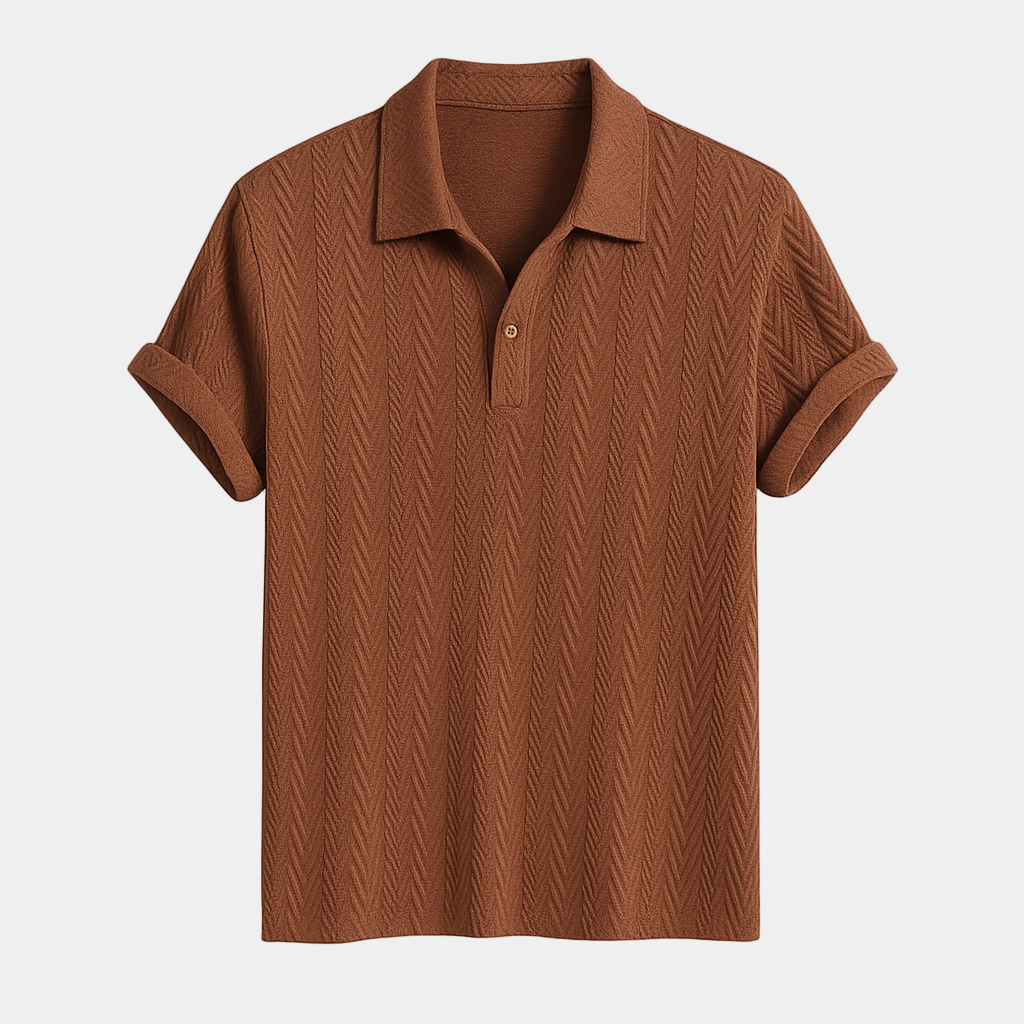 Men's Jacquard Woven Short-Sleeve Polo Shirt