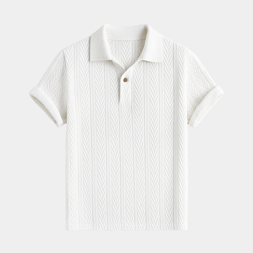 Men's Jacquard Woven Short-Sleeve Polo Shirt