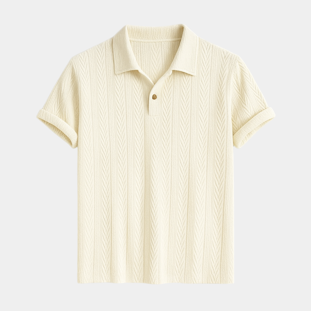 Men's Jacquard Woven Short-Sleeve Polo Shirt