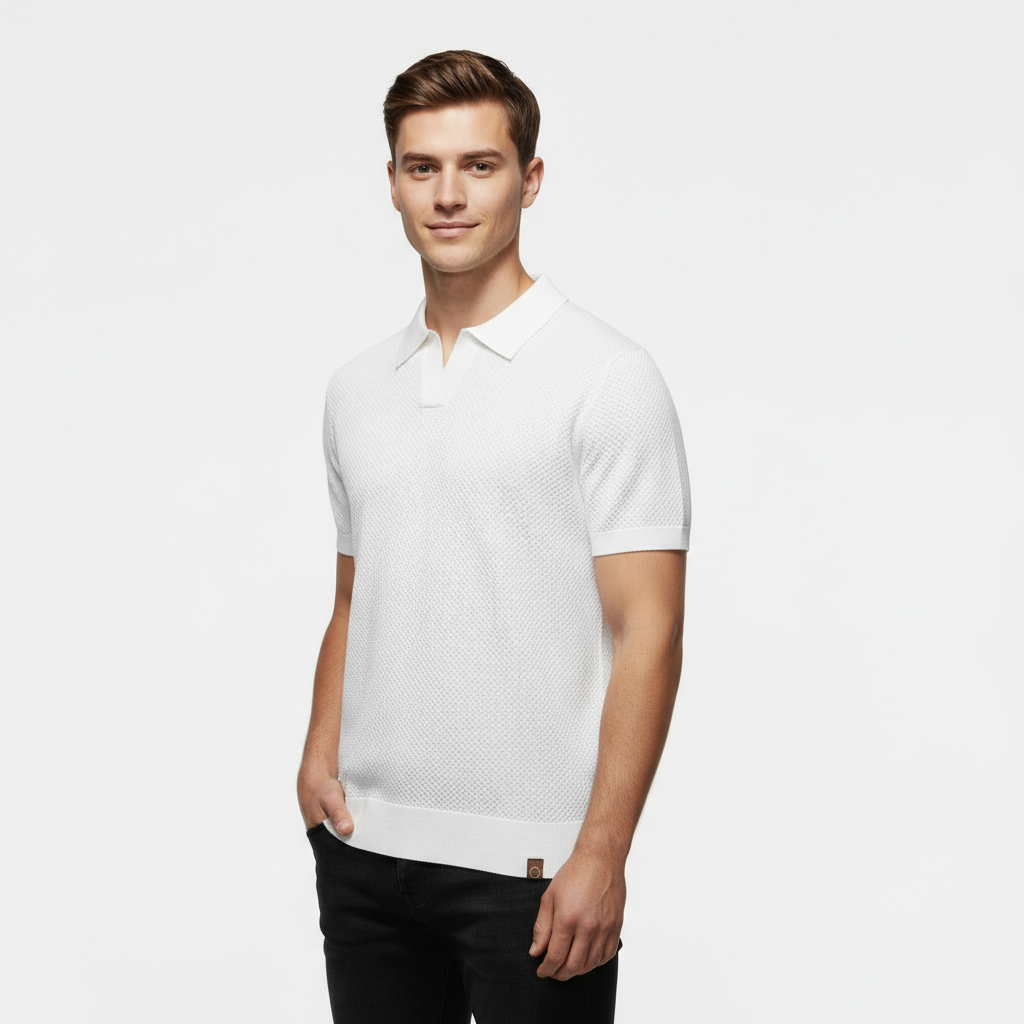 Men's Knitted Slim Piqué Polo Shirt
