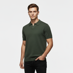 Men's Knitted Slim Piqué Polo Shirt