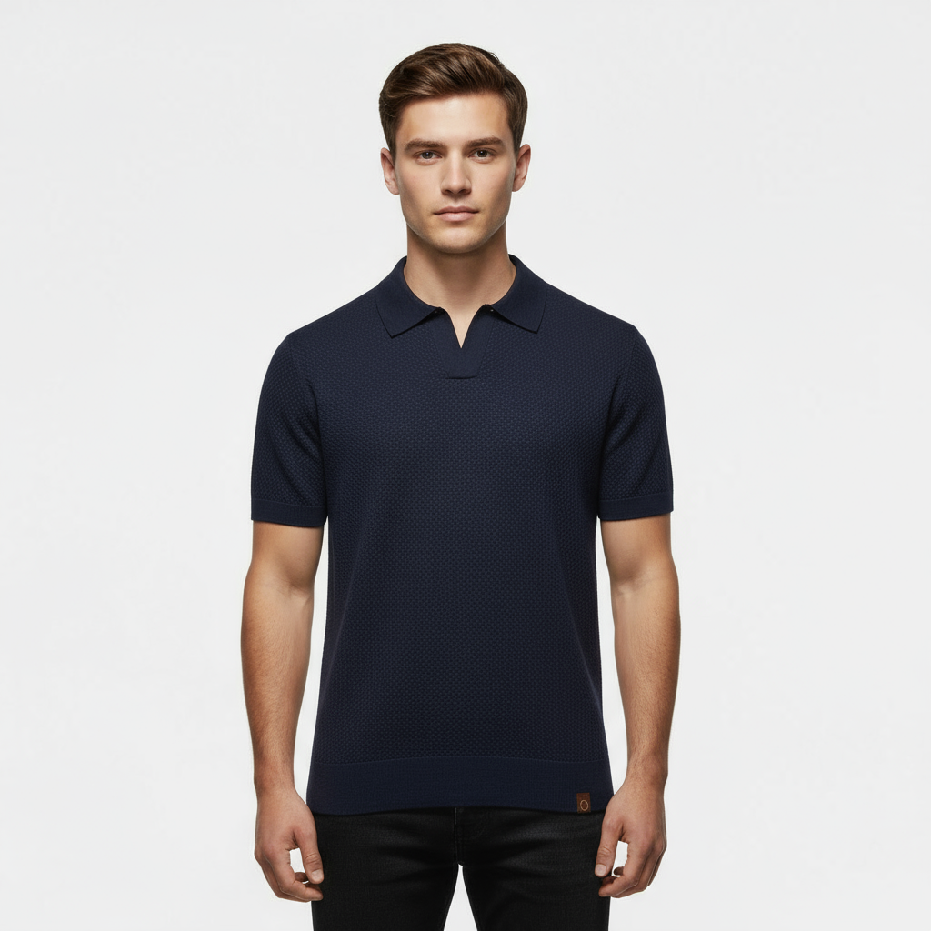 Men's Knitted Slim Piqué Polo Shirt