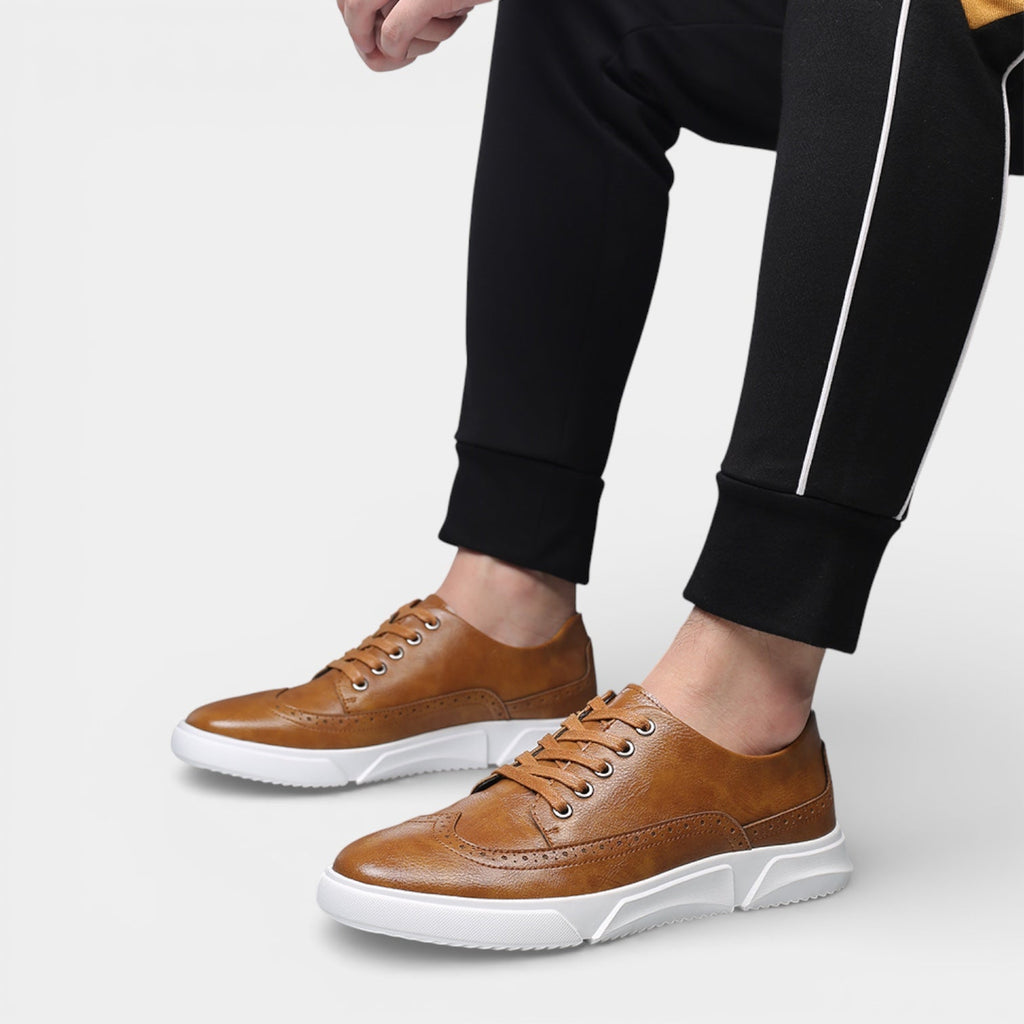 Men’s Leather Lace-Up Casual Dress Sneakers