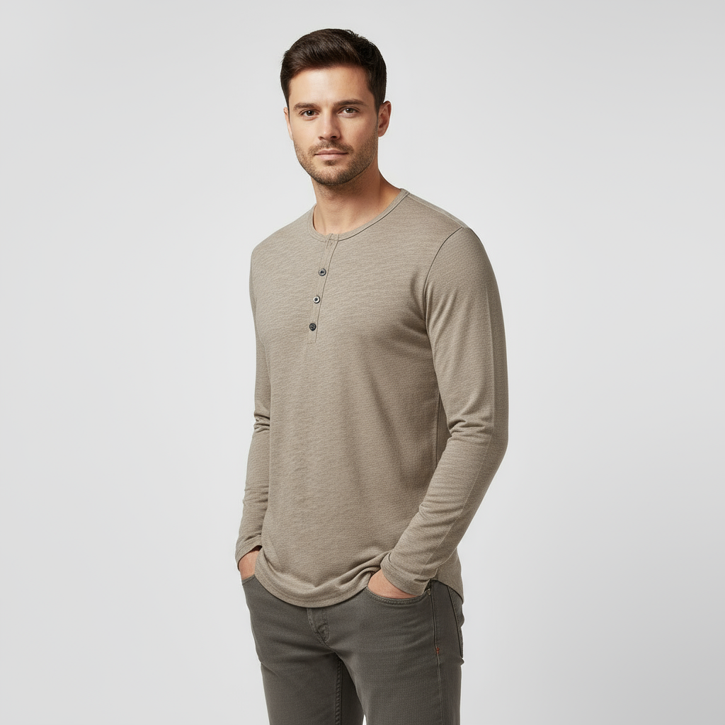 Men's Long Sleeve Henley T-Shirt