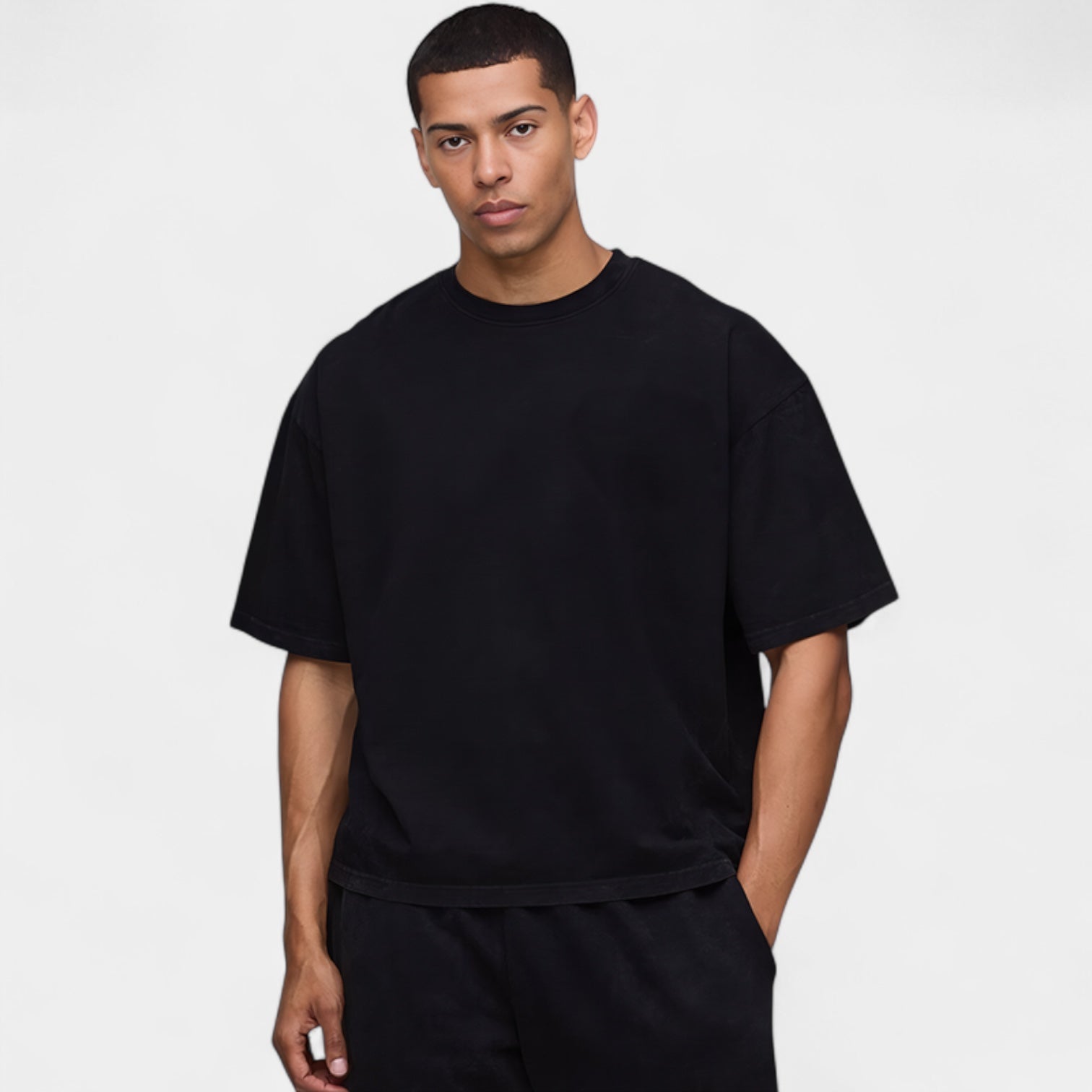 Men's Oversized Short-Sleeve Jersey Shirt with Crew Neck