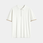 Men’s Quarter-Zip Piqué Polo Shirt – Short Sleeve, Ribbed Collar