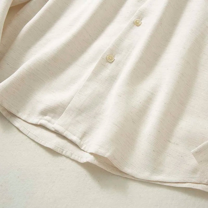 Men’s Revere Collar Shirt - Long-Sleeve with Chest Pocket