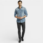 Men’s Slim Fit Denim Shirt –  Western Button-Up