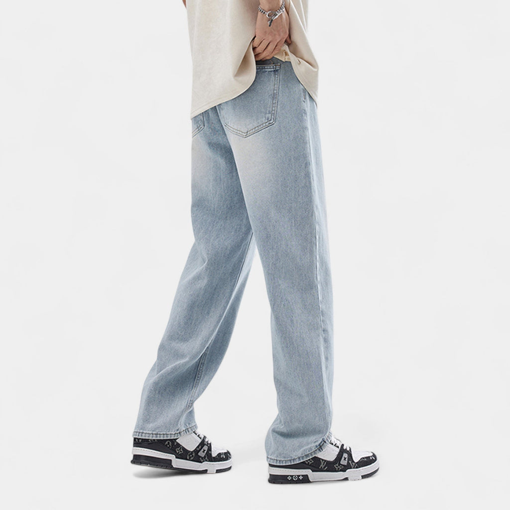 Men's Straight-Leg Denim Jeans with Elasticated Waistband