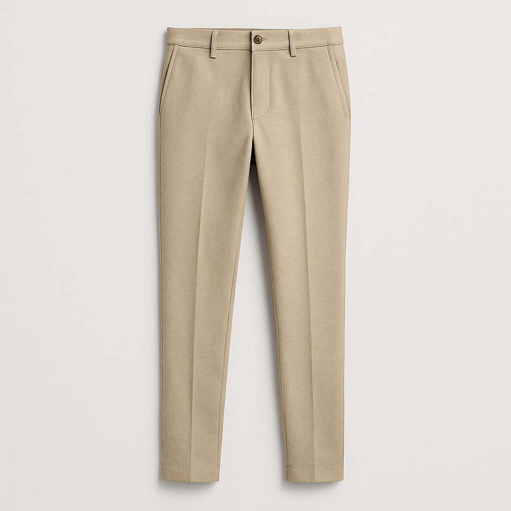 Men's Straight-Leg Tailored Trousers with Elastic Waist