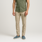 Men's Straight-Leg Tailored Trousers with Elastic Waist