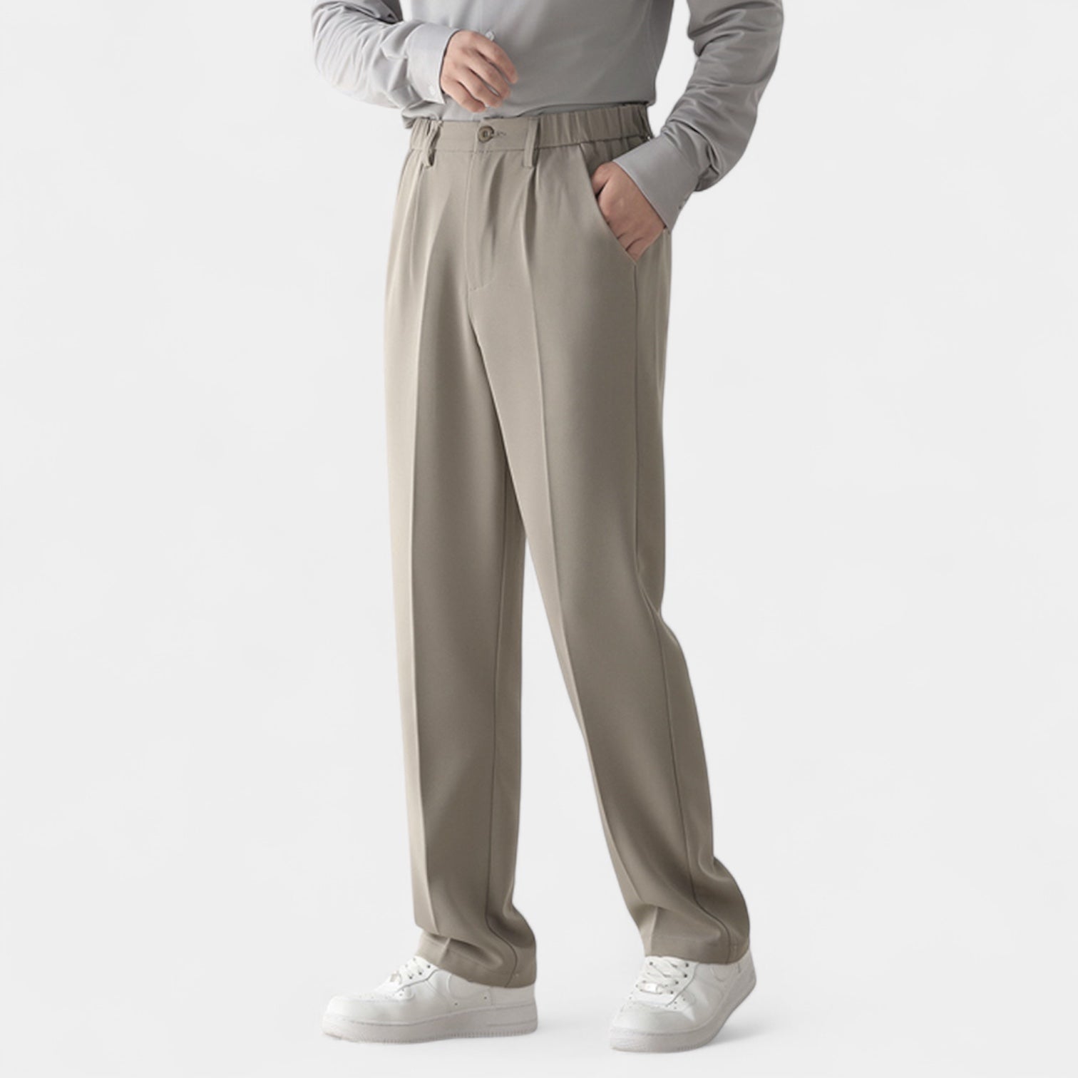 Men's Stretch Suit Trousers – Semi-Wide Straight-Leg
