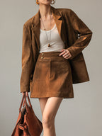 Vintage Suede Blazer – Timeless Regular Fit Jacket with Long Sleeves