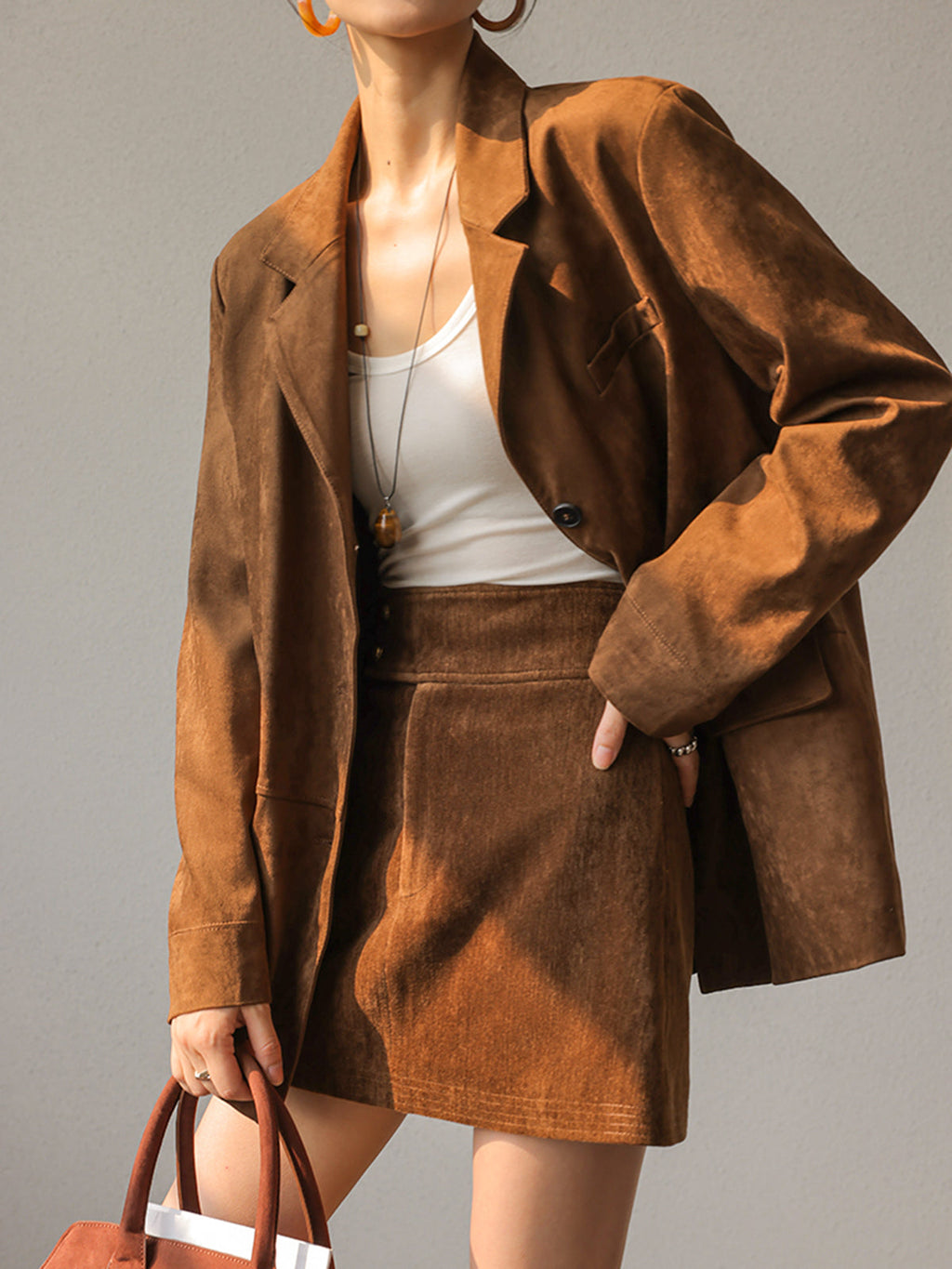 Vintage Suede Blazer – Timeless Regular Fit Jacket with Long Sleeves