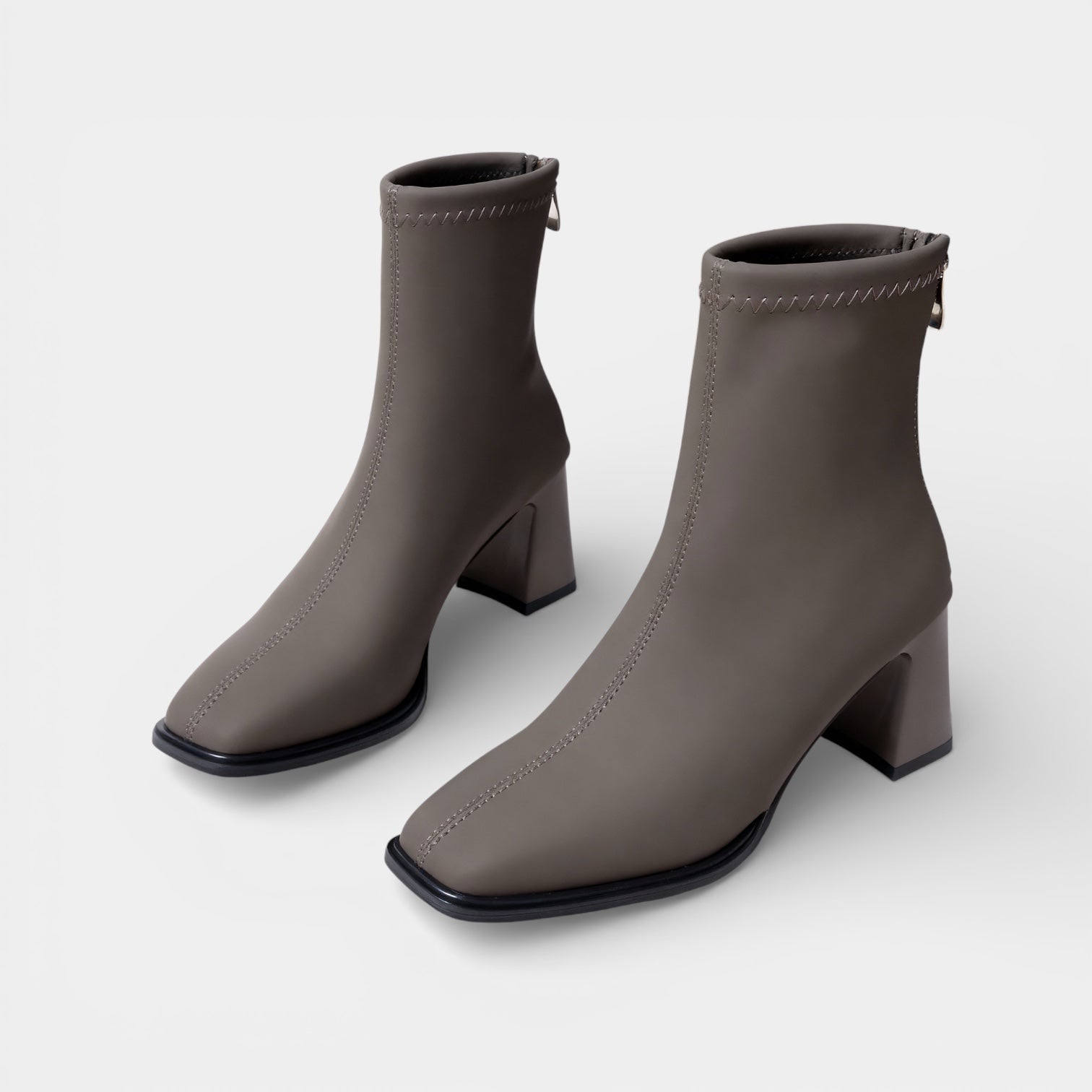 Women’s Classic Faux Leather Ankle Boots – Back Zip Block Heel