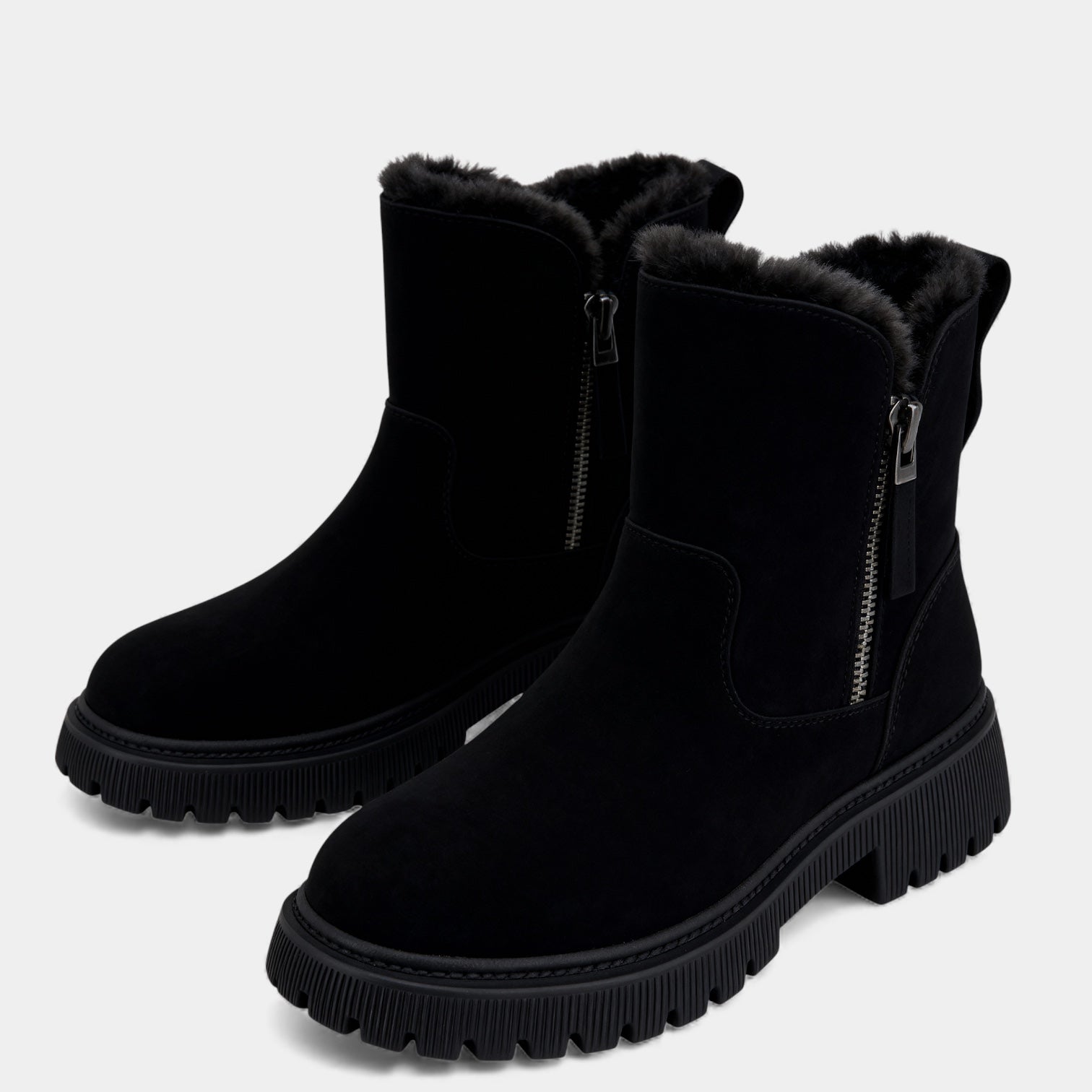 Women’s Faux Suede Winter Boots – Fur Lining, Side Zip