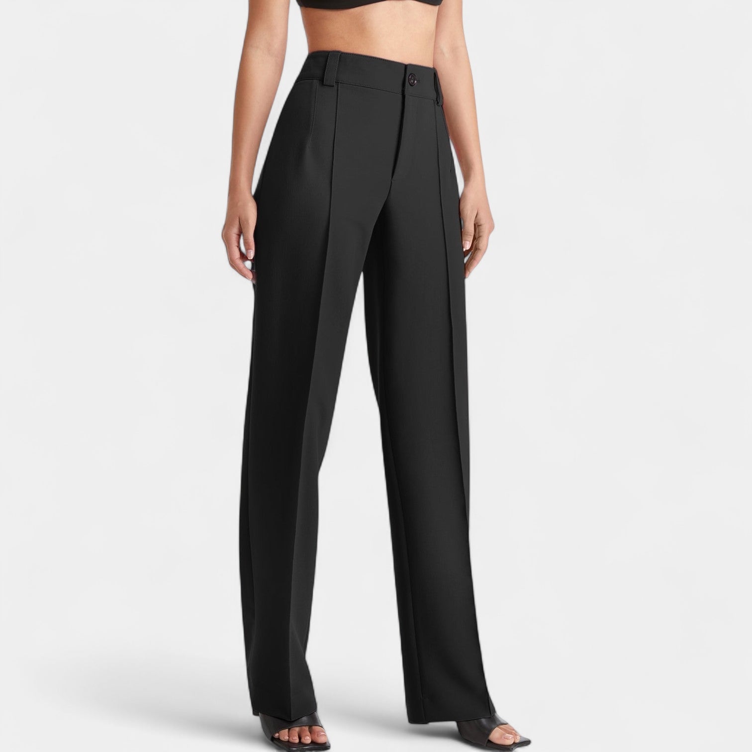 Women's High-Waisted Straight-Leg Trousers