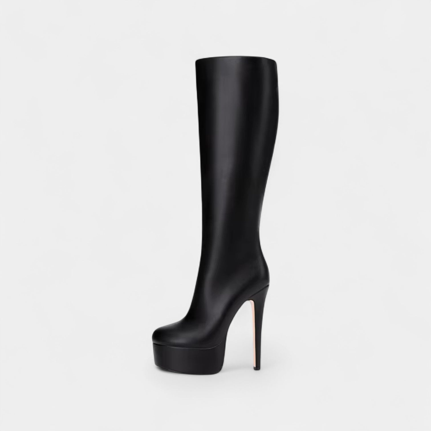 Women's Knee-High Boots with Rounded Toe and High Platform