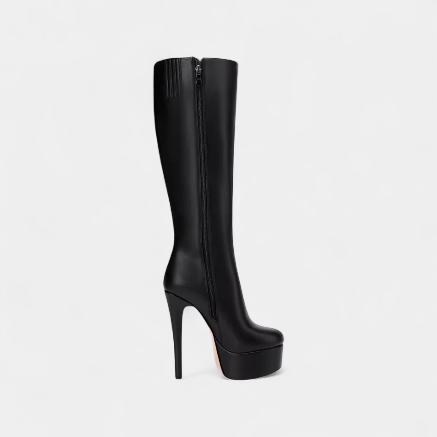 Women's Knee-High Boots with Rounded Toe and High Platform
