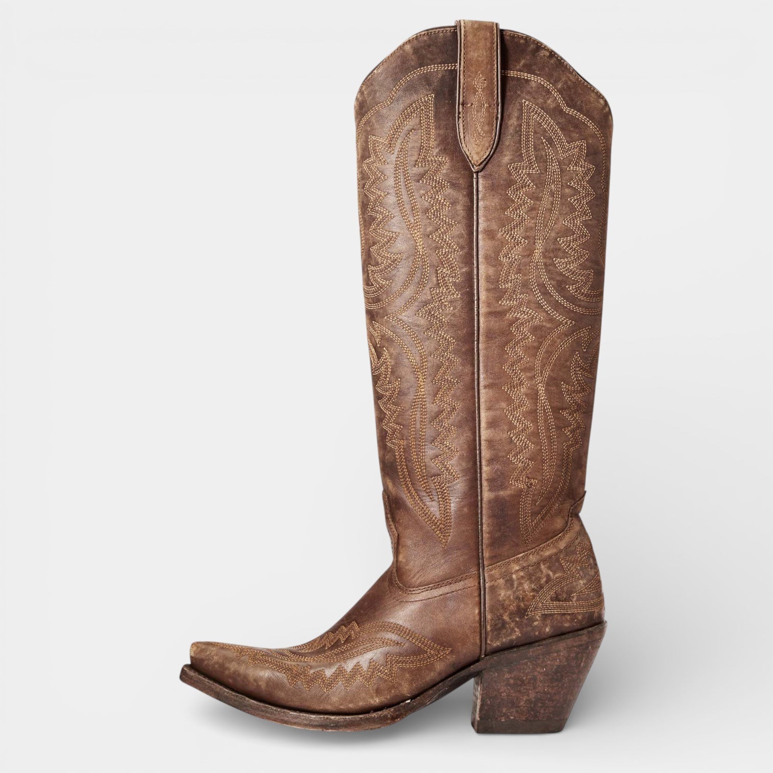 Women’s Knee High Cowboy Boots – Vegan Leather Western Block Heel