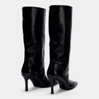 Women's Knee High Faux Leather Boots - Side Zip