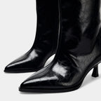 Women's Knee High Faux Leather Boots - Side Zip