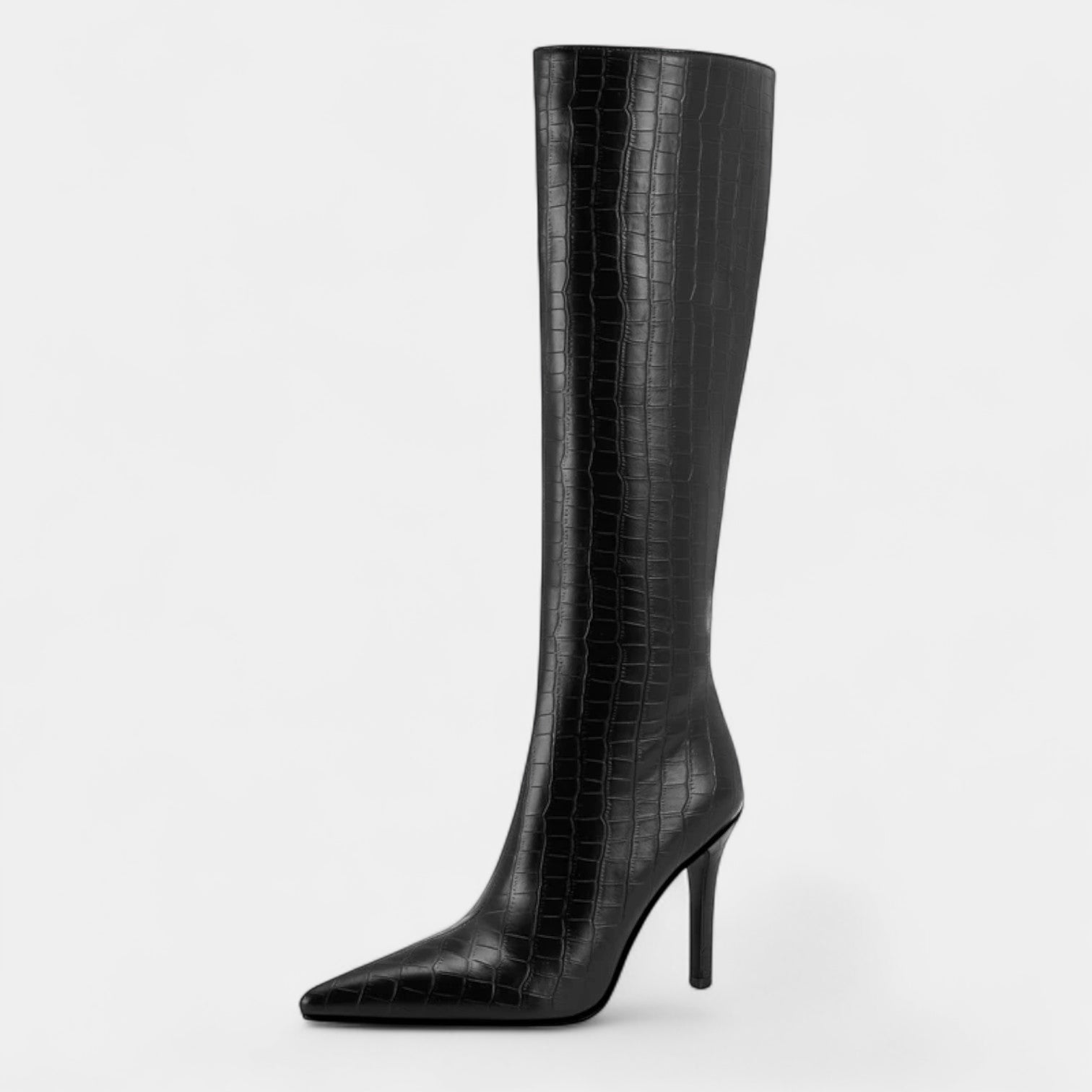 Women's Knee-High Stiletto Boots - Pointed Toe