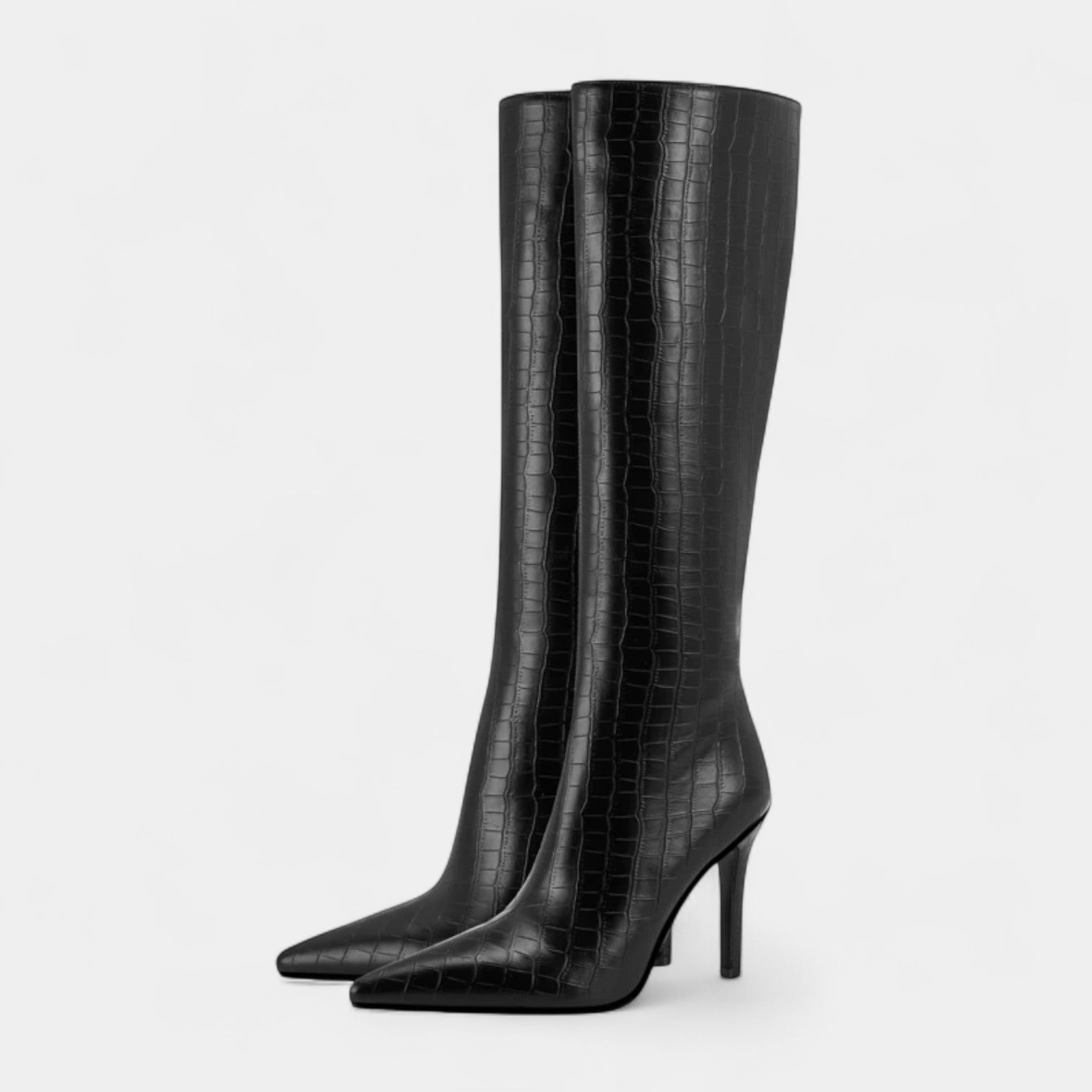 Women's Knee-High Stiletto Boots - Pointed Toe