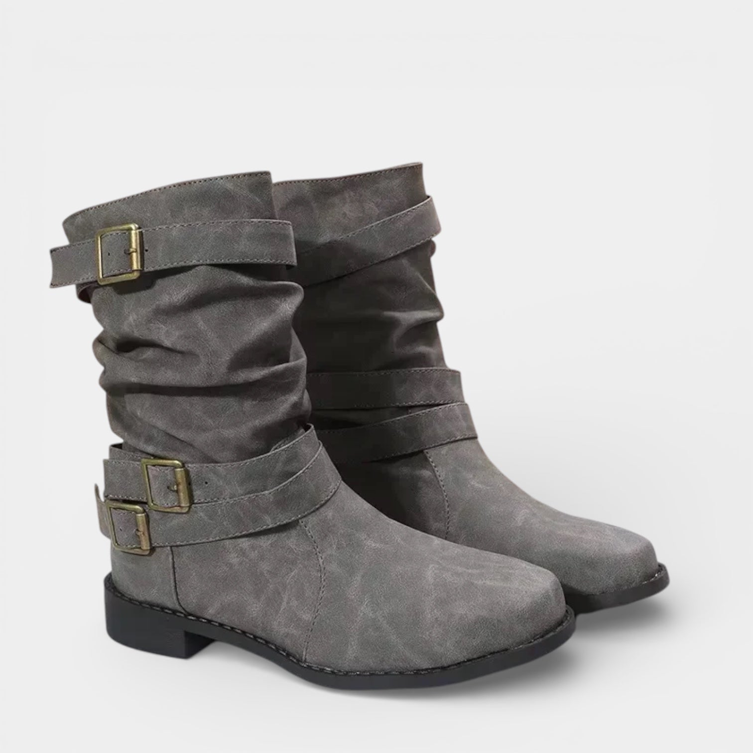 Women’s Mid-Calf Buckle Boots – Casual Comfort