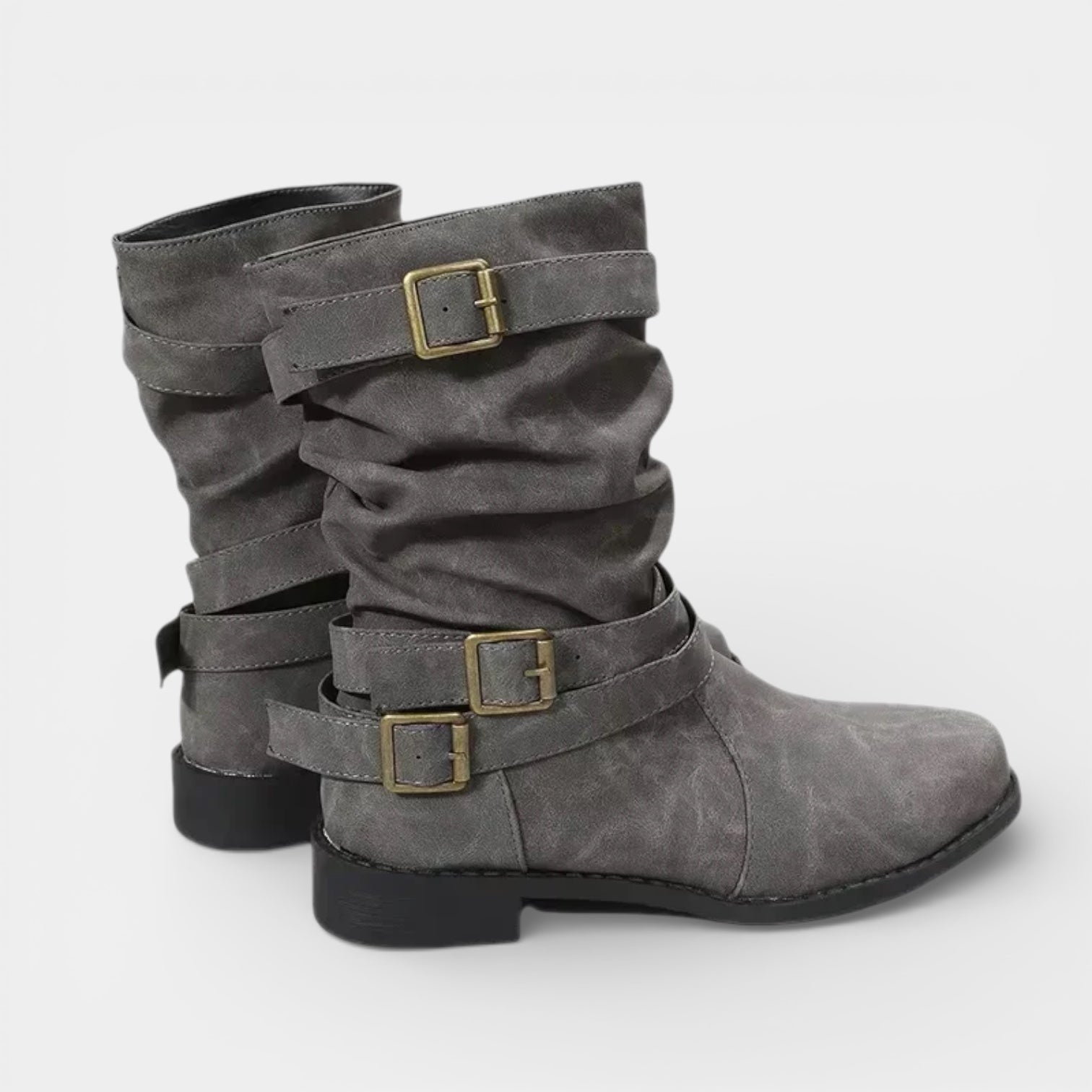 Women’s Mid-Calf Buckle Boots – Casual Comfort