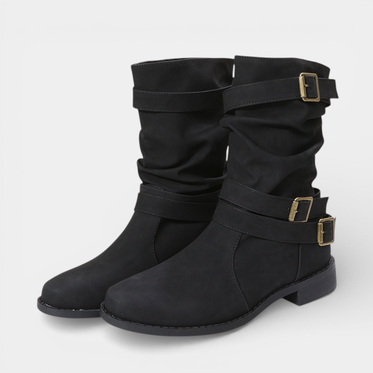 Women’s Mid-Calf Buckle Boots – Casual Comfort