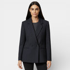 Women’s Pinstripe Tailored Blazer – Structured Fit