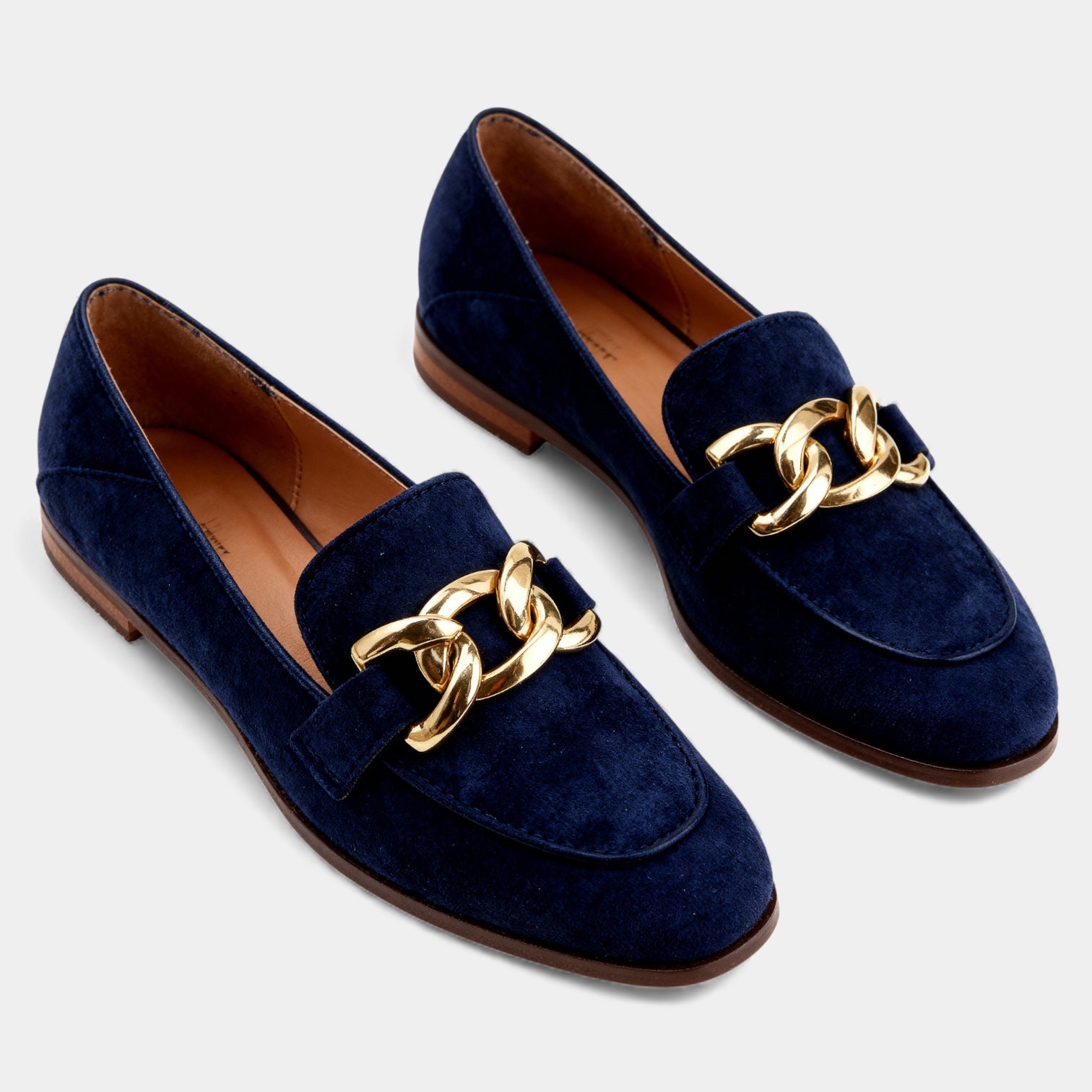 Women’s Suede Chain Loafers – Classic Slip-On Flats