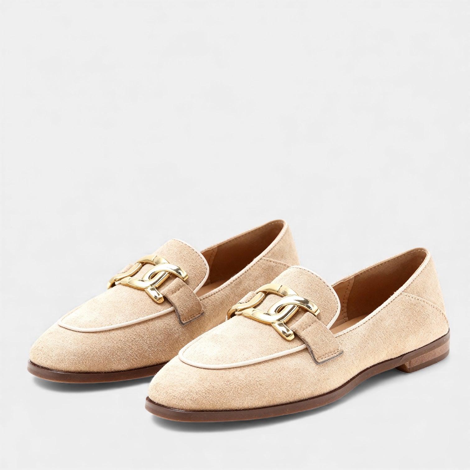 Women’s Suede Chain Loafers – Classic Slip-On Flats