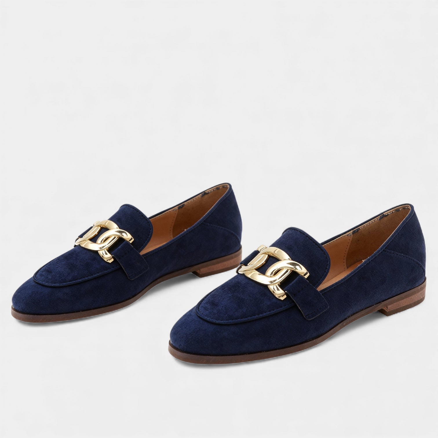 Women’s Suede Chain Loafers – Classic Slip-On Flats