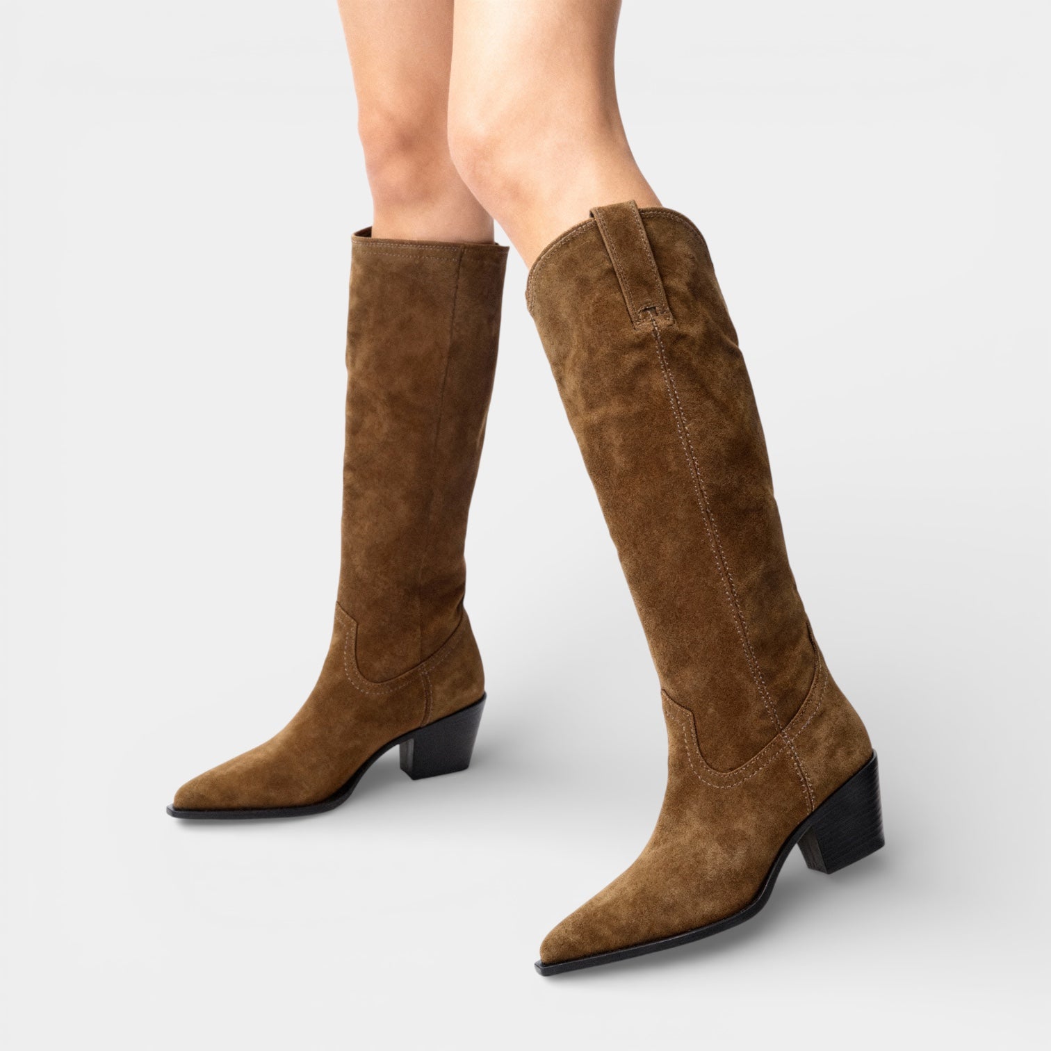 Women’s Suede Leather Knee-High Boots – Classic Westerns