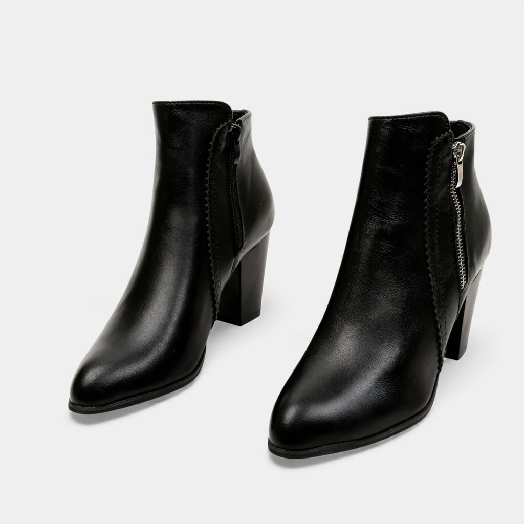 Women’s Vegan Leather Ankle Boots - Block Heel