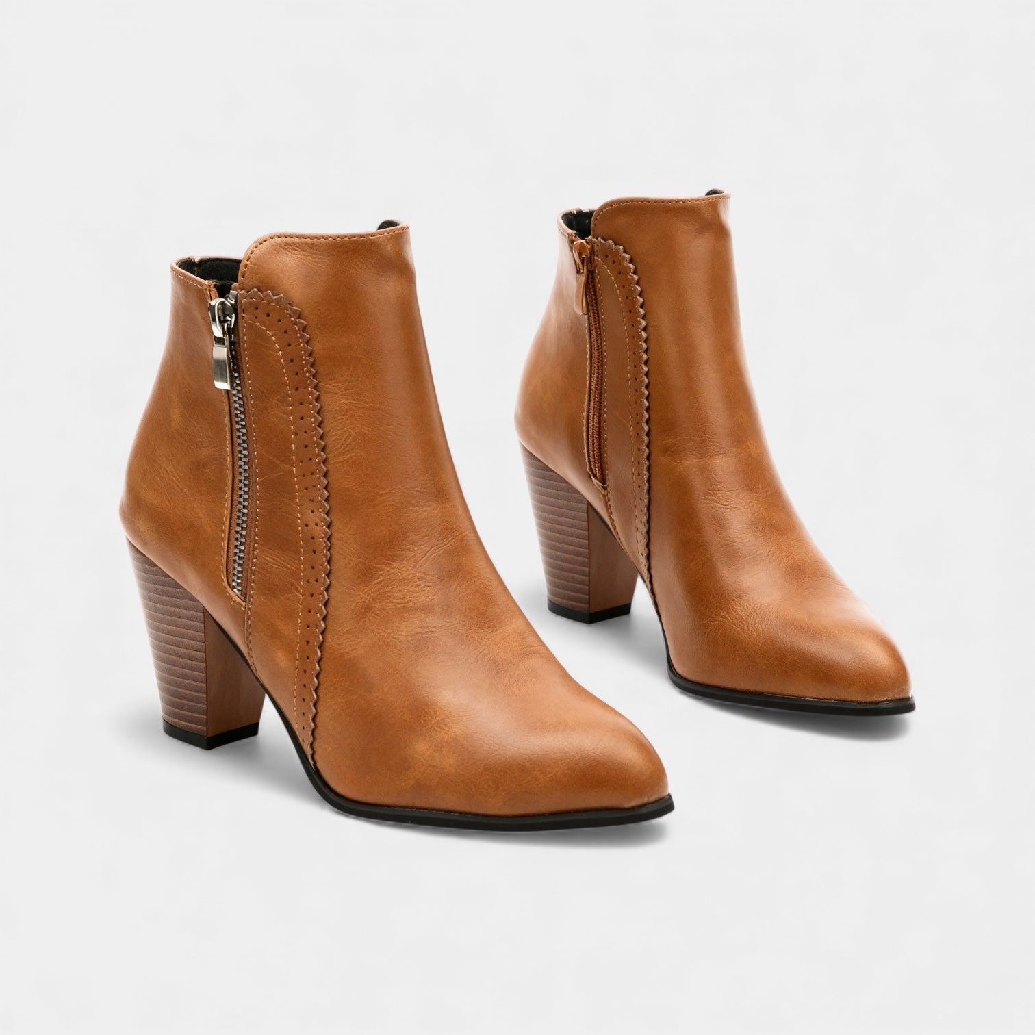 Women’s Vegan Leather Ankle Boots - Block Heel