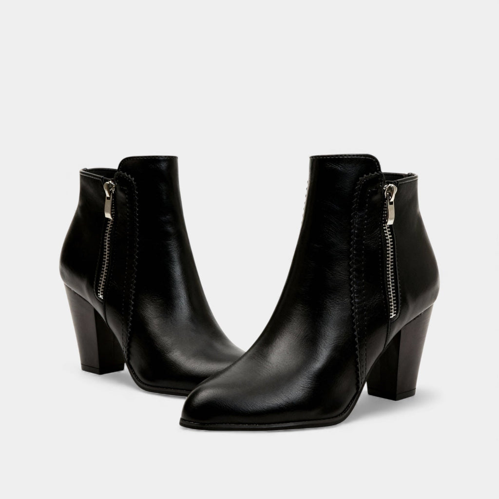 Women’s Vegan Leather Ankle Boots - Block Heel