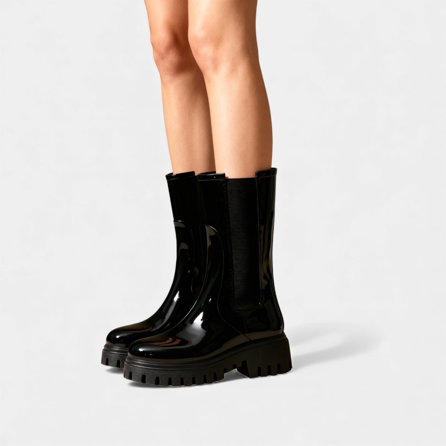 Women’s Waterproof Chelsea Rain Boots – Glossy Ankle Wellies