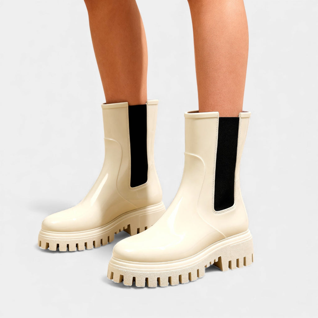 Women’s Waterproof Chelsea Rain Boots – Glossy Ankle Wellies