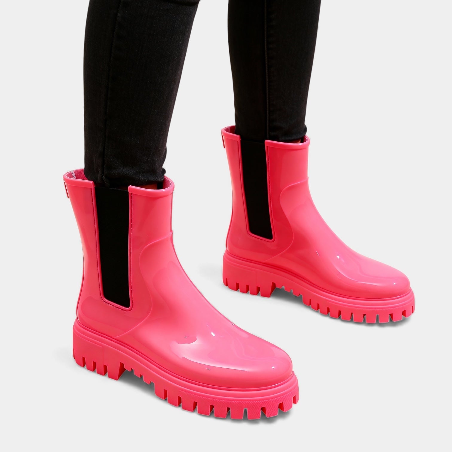 Women’s Waterproof Chelsea Rain Boots – Glossy Ankle Wellies