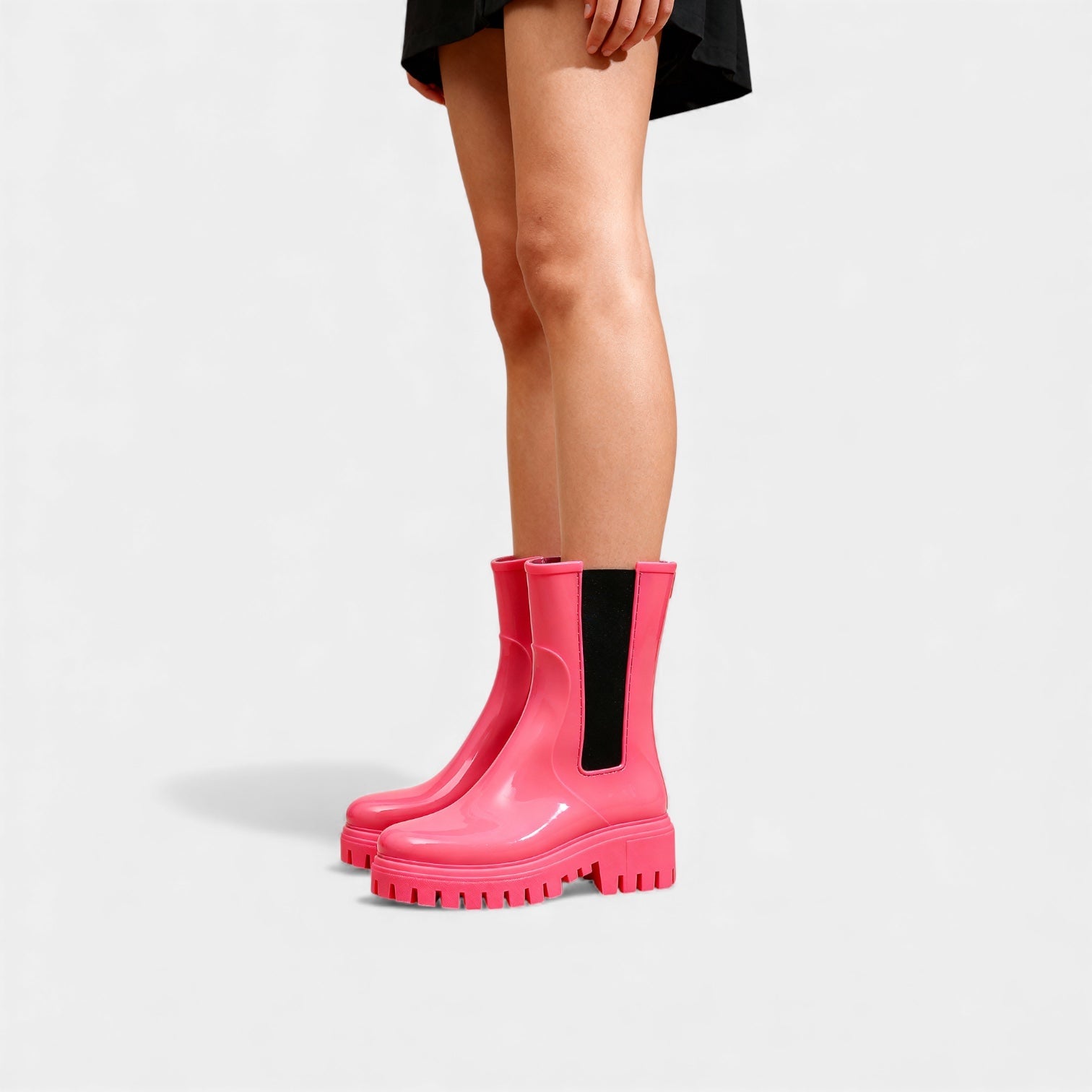 Women’s Waterproof Chelsea Rain Boots – Glossy Ankle Wellies