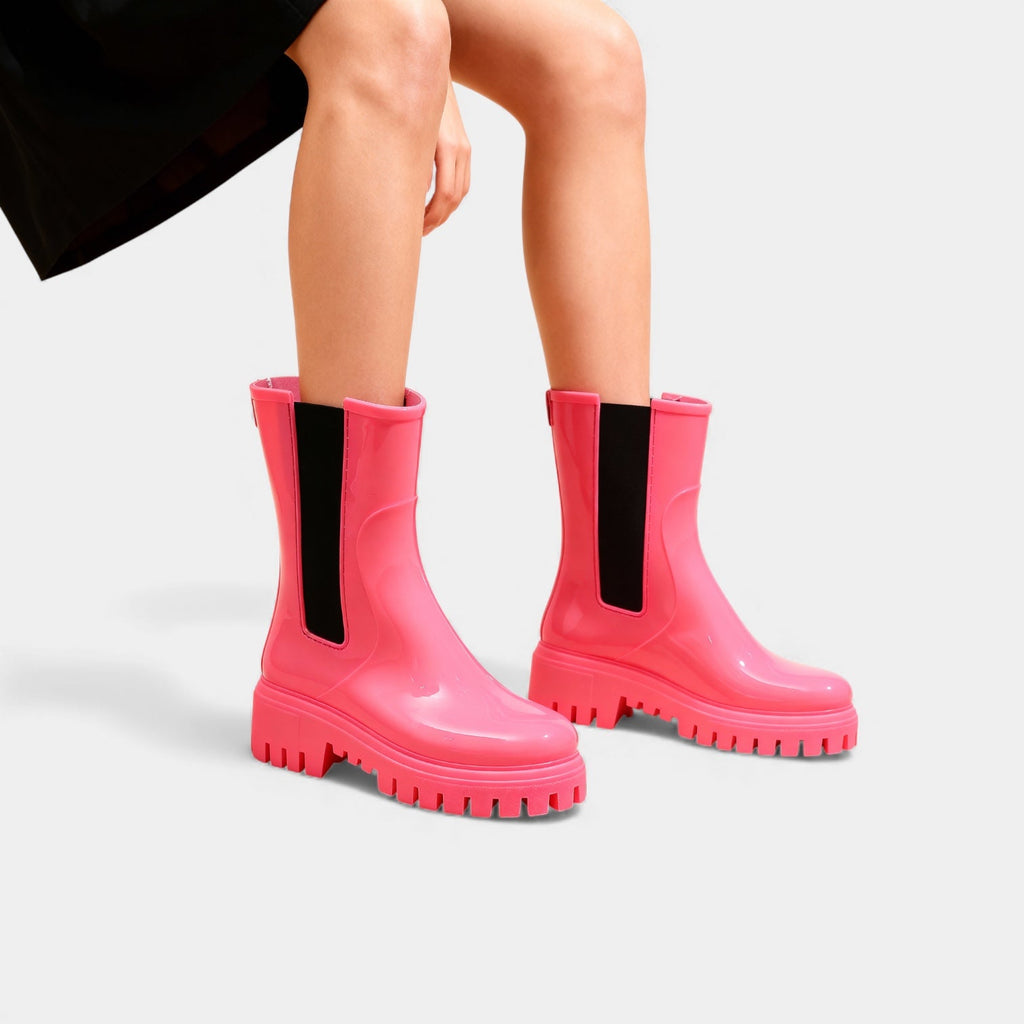 Women’s Waterproof Chelsea Rain Boots – Glossy Ankle Wellies