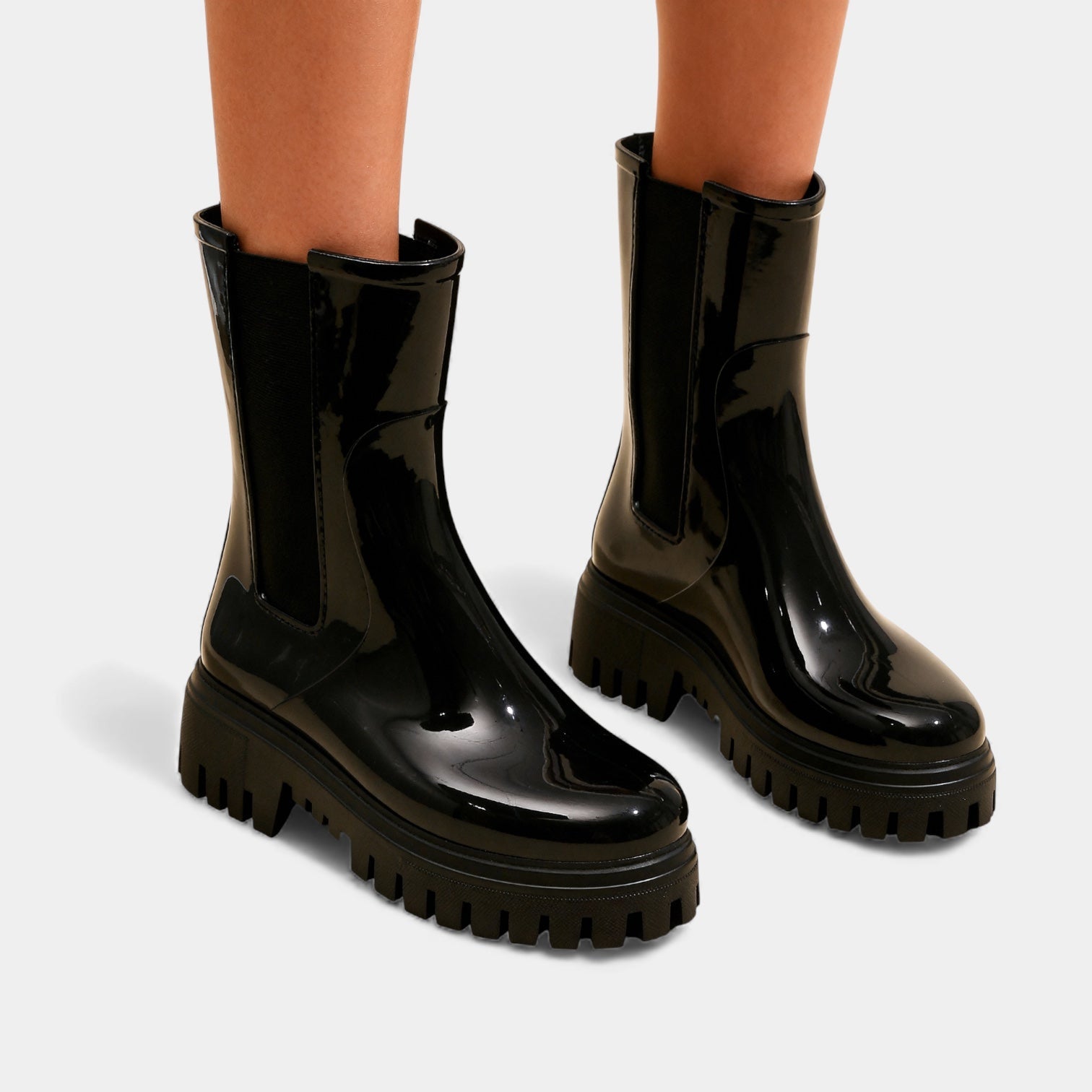 Women’s Waterproof Chelsea Rain Boots – Glossy Ankle Wellies